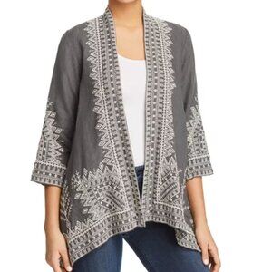 Johnny Was Cami Embroidered Linen Kimono In Voltage